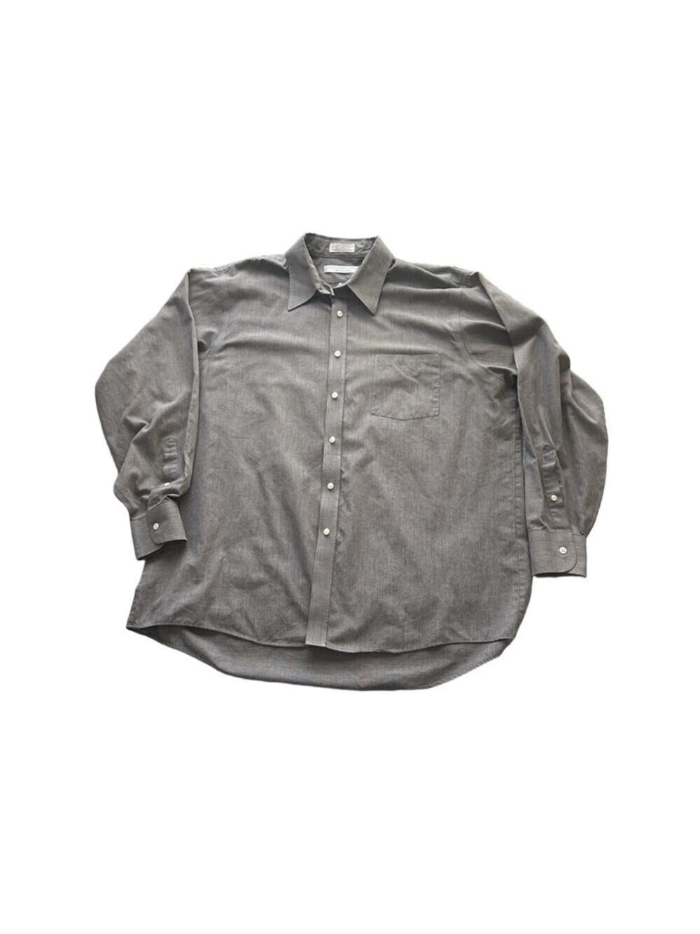 Geoffrey Beene Wrinkle Free Gray Dress Shirt 17 34/35 Cotton Blend